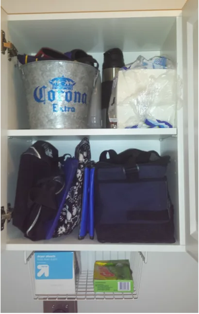 laundry room cabinet after organzing